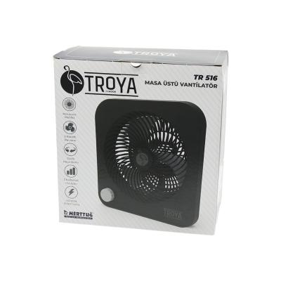 MASA ÜSTÜ VANTİLATÖR FAN=22CM 3 KADEME HIZ 40W  3 PERVANE  SİYAH PLS.STAND=28X27X13CM TR-516