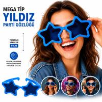 Mega Tip Yıldız Parti Gözlüğü Mavi Renk