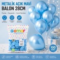 METALİK - AÇIK MAVİ BALON 11 INC - 28CM - 100PCS