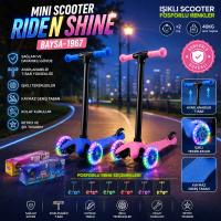 MINI SCOOTER RIDEN SHINE IŞIKLI SCOOTER 55X57-64-71CM FOSFORLU RENKLİ +2 YAŞ - 40KG MAX TAŞIMA HERHANGİ BİR RENK GÖNDERİLİR