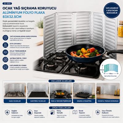 OCAK YAĞ SIÇRAMA KORUYUCU ALÜMİNYUM FOLYO PLAKA 84X32.5CM