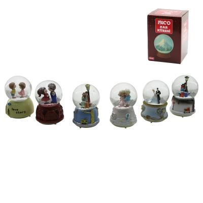 ORTA BOY - 8CM PİLLİ - IŞIKLI MÜZİKLİ KAR KÜRESİ CAM İNSAN FİGÜRLÜ - DESEN MİX RENKLİ HERHANGİ BİR TANESİ GÖNDERİLİR