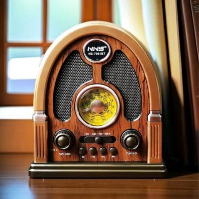 Orta Boy Kubbe Model Retro Ahşap Tasarım Bluetooth Hoparlörlü Radyo ? FM/AM Destekli, Şarjlı ve Taşınabilir Radyo NS-7061
