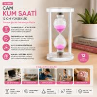 ORTA CAM KUM SAATİ CAM STANDLI= ÇAP: 6.8CM-YÜKSEKLİK: 12CM