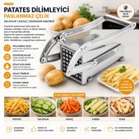PATATO-CHIPPER MANUEL PATATES - SEBZE DİLİMLEME MAKİNESİ KOMPLE METAL ÜSTTEN KOLLU