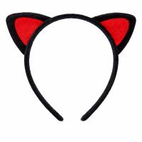 Peluş Kedi Kulak Taç Kırmızı Siyah – Çocuk Parti &amp;amp; Kostüm Tacı