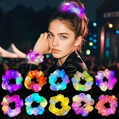 Pembe Renk Led Işıklı Lastikli Saç Tokası - 3 Modlu Festival - Parti Saç Tokası