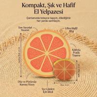 Portakal Dilimi Desenli Katlanabilir Cep Yelpazesi - Kılıflı Yuvarlak Kumaş El Yelpazesi