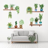 Raflı Saksılı Çiçek Tasarımlı Yapışkanlı Sticker