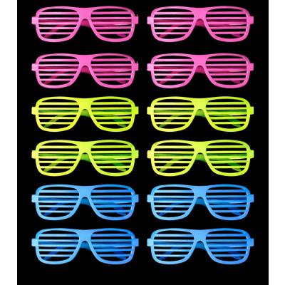 Retro Neon Fosforlu Panjur Gözlük 12 Adet – 80’ler 90’lar Parti Stili