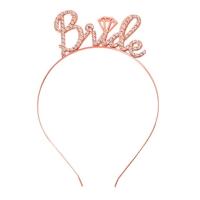 Rose Gold Renkli Taşlı “Bride” Gelin Tacı – El Yazısı Yazı Tipiyle