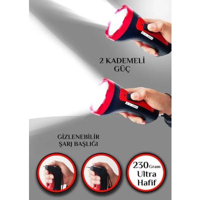 Şarjlı 10w Projektör Led El Feneri 2 Mod Aydınlatmalı Uzun Menzil Işıldak Kambur Fener
