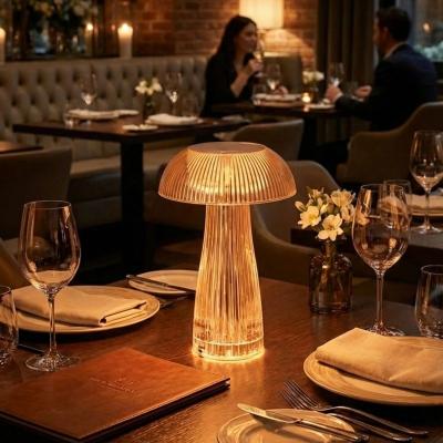 Şeffaf Mantar Model LED Masa Lambası –Kumandalı Şarjlı, Dokunmatik, Rengarek Işık Modlu Dekoratif Gece Lambası