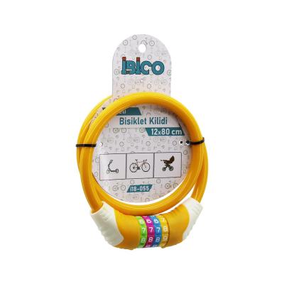 ŞİFRELİ KALIN BİSİKLET KİLİT ÇELİK TEL TURUNCU RENKLİ KILIF 12MMX80CM