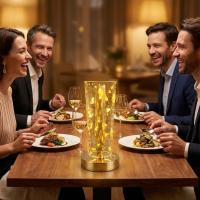 Silindirik Kristal Altın Toz Model LED Masa Lambası – Gold Tabanlı, Dokunmatik, 3 Renk Işık Modlu, Şarjlı Modern Dekoratif Gece Lambası