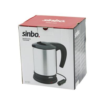 SİNBO SK-7371  12V  ARAÇ İÇİ KETTLE  PASLANMAZ ÇELİK  SU ISITICISI  0.8LT   120W   ÇAKMAKLIK FİŞLİ   PLASTİK KAPAK - KULP