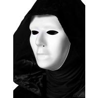 Siyah Kapüşonlu 120 cm Pelerin ve Beyaz Boyanabilir Tam Yüz Maske