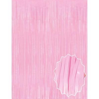 Soft Pembe Püsküllü Kapı Perdesi - Parti, Baby Shower, Cinsiyet Partisi 1x2 m