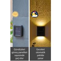 Solar Çift Taraflı Duvar Lambası Güneş Enerjili Aydınlatma Dekorasyon Aplik Işık 2 Li