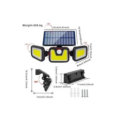 Üçlü Solar Led Projektör – Beyaz Işık – Sensörlü Dış Mekân Aydınlatma