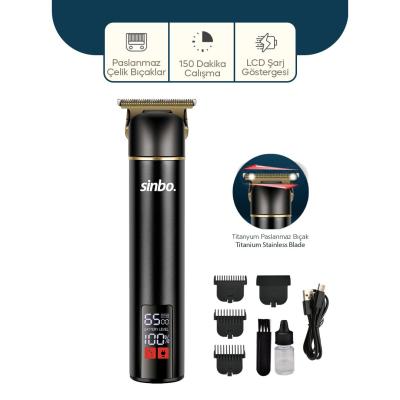USB ŞARJLI - LCD GÖSTERGELİ SAÇ - SAKAL KESME TRAŞ MAKİNESİ ALÜMİNYUM ALAŞIMLI GÖVDE SHC-1907