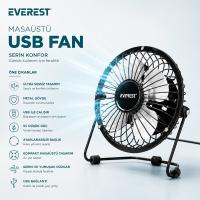 USB ŞARJLI - METAL GÖVDE 14.5X7.5X15CM MİNİ MASAÜSTÜ FAN - VANTİLATÖR EFN-482