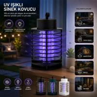 USB ŞARJLI - 2 RENK IŞIK ASMA APARAT - SESSİZ ÇALIŞMA UV IŞIKLI SİNEK KOVUCU HS-373