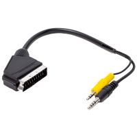 UYDU ALICISI AV KABLO 3.5 MM STEREO ERKEK/SCART KABLO 35 CM UZUN VE KISA JACK BİR ARADA