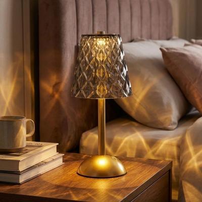 Uzun Klasik Gri Baklava Model LED Masa Lambası – Dokunmatik, 3 Renk Işık Modlu, Şarjlı Dekoratif Gece Lambası