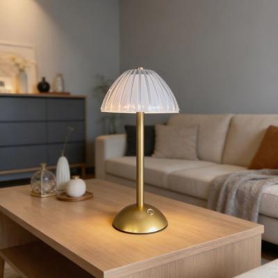 Uzun Mantar Çizgili Model LED Masa Lambası – Dokunmatik, 3 Renk Işık Modlu, Şarjlı Dekoratif Gece Lambası