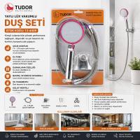 VAKUMLU - KROM LÜKS DUŞ SETİ METAL YAYLI HORTUM=150CM MAFSAL