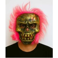 Wild Skull - Bakır Kafatası Pembe Saçlı İskelet Maske