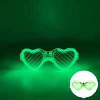 Yeşil LED Işıklı Kalp Gözlük – 3 Modlu Parti - Glow Gözlüğü