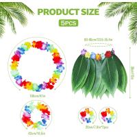 Yetişkin Hawaii Kostüm Seti - Yaprak Etek &amp;amp; Hawaii Set - 5 Parça