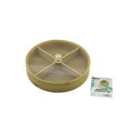 YUVARLAK 4 BÖLMELİ=2IN1=BÖLMESİZ ÇOK AMAÇLI KUTU AHŞAP BAMBU SERVİS SUNUM TEPSİ - TAHTASI 22CM