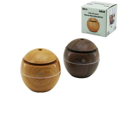 YUVARLAK AHŞAP GÖRÜNÜMLÜ USB ŞARJLI - IŞIKLI HAVA NEMLENDİRİCİ - BUHAR MAKİNE - KOKU GİDERİCİ HERHANGİ BİR RENK GÖNDERİLİR