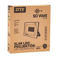 ZMR 50 WATT 6500K IP66 150* IŞIK AÇISI 220 VOLT SİYAH SLİM KASA LED PROJEKTÖR