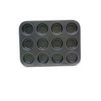 12 GÖZLÜ METAL - SİYAH DÜZ MUFFIN KALIP