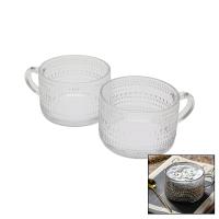 2 PARÇA 410ML ARON TRANSPARENT KULPLU CAM KASE BARDAK