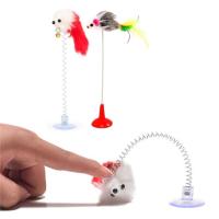 2'li Vantuzlu Fareli Tüylü Hareketli Çanlı ve Esneyen Eğlenceli Peluş Kedi Oyuncağı