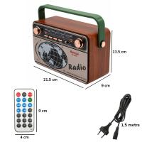 503B Dekoratif Eskitme Nostalji Uzaktan Kumandalı Radyo Usb/Aux/Hafıza Kartı/Bluetooth/Şarjlı