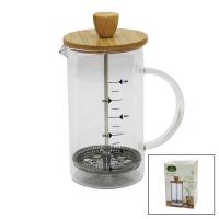 FRENCH PRESS 600ML - BAMBU KAPAKLI CAM BİTKİ SÜZGEÇ CAM KULPLU