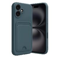 iPhone 16 Kılıf Kelvin Kartvizitli Silikon - Koyu Yeşil