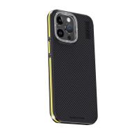 Joko iPhone 15 Pro Max Kılıf Aramid 600D Kevlar Karbon Fiber Magsafe Kapak - Sarı