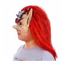 Kırmızı Saçlı Yarım Surat Boynuzlu Lateks Asteriks Viking Hobbit Maskesi