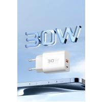 Konfulon C89Q 1 Adet 30W Type-C ve 1 Adet 22.5W USB Çıkışlı Ekstra DL48 1M USB to Lightning Kablolu PD Şarj Cihazı - Beyaz