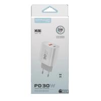 Konfulon C89Q 1 Adet 30W Type-C ve 1 Adet 22.5W USB Çıkışlı Ekstra DL48 1M USB to Lightning Kablolu PD Şarj Cihazı - Beyaz