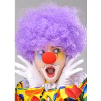 Mor Renk Kıvırcık Afro Bonus Peruk Takma Saç ve Kırmızı Burun Seti