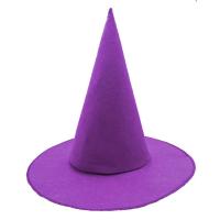 Mor Renk Keçe Cadı Şapkası Yetişkin Çocuk Uyumlu 35X38 cm
