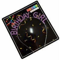 Mor Renk Kristal Taşlı Parlak Birthday Girl Yazılı Taç 16x17 cm